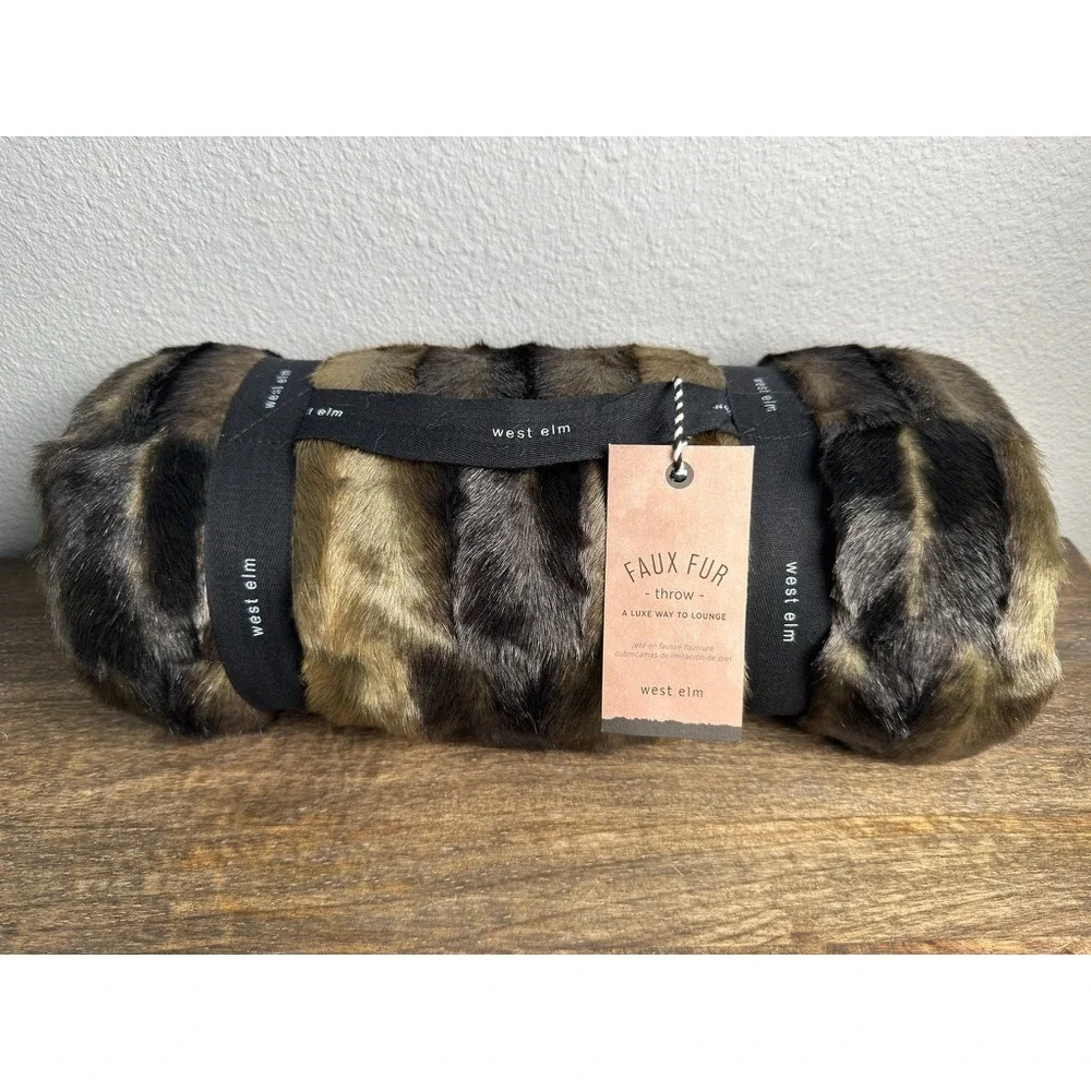 NEW With Tags West Elm Faux Fur Ombre Throw 47